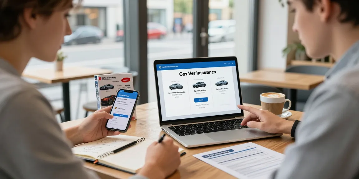 Kfz Versicherung in Dortmund vergleichen, junge Fahrerin im Café mit Laptop und Notizen für persönliche Beratung.